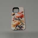 for iPhone 15 Pro Case - Wireless Charging Compatible - Dual-Layer Hard Shell + Silicone Cover - Shockproof Protective Phone Case with Stylish Designs for Women - Blooming Peony