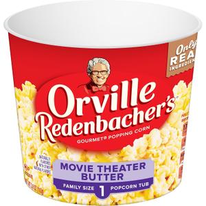 Orville Redenbachers Microwave Popcorn + Tub, Movie Theater Butter Flavor, 2g Fiber Per Serving, 3.9 oz.