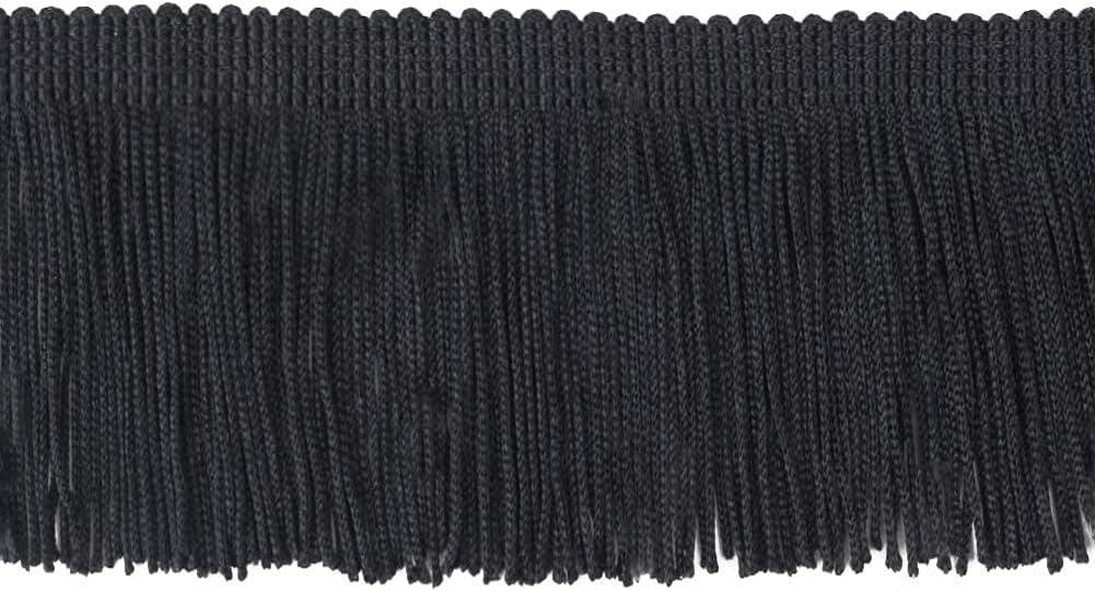 BEL AVENIR Lace Chainette Fringe Trim Polyester Tassel Trim with Hand Knitting for Home Accessories DIY Decoration (Black, 5 Yard x 3.9 Inches)