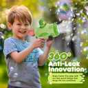 Bubble Machine Gun for Toddlers, LED Airplane Bubble Machine Gun for Kids, Bubble Toys with DIY Sticker Bubble Solutions for Outdoor Party Birthday Summer Fun (Green)