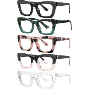 ZEHEXA Reading Glasses for Women Blue Light Blocking Glasses Filter UV Square Readers Glasses for Men and Women 5 Pack 0.5