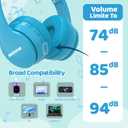MIDOLA Kids Bluetooth Headphones 68H Play Time,Volume Limit 85/94dB, Foldable Lightweight Wireless Over-Ear Headphone for Kid Toddler Child Pad Tablet,Headsets with Built-in Mic, Blue