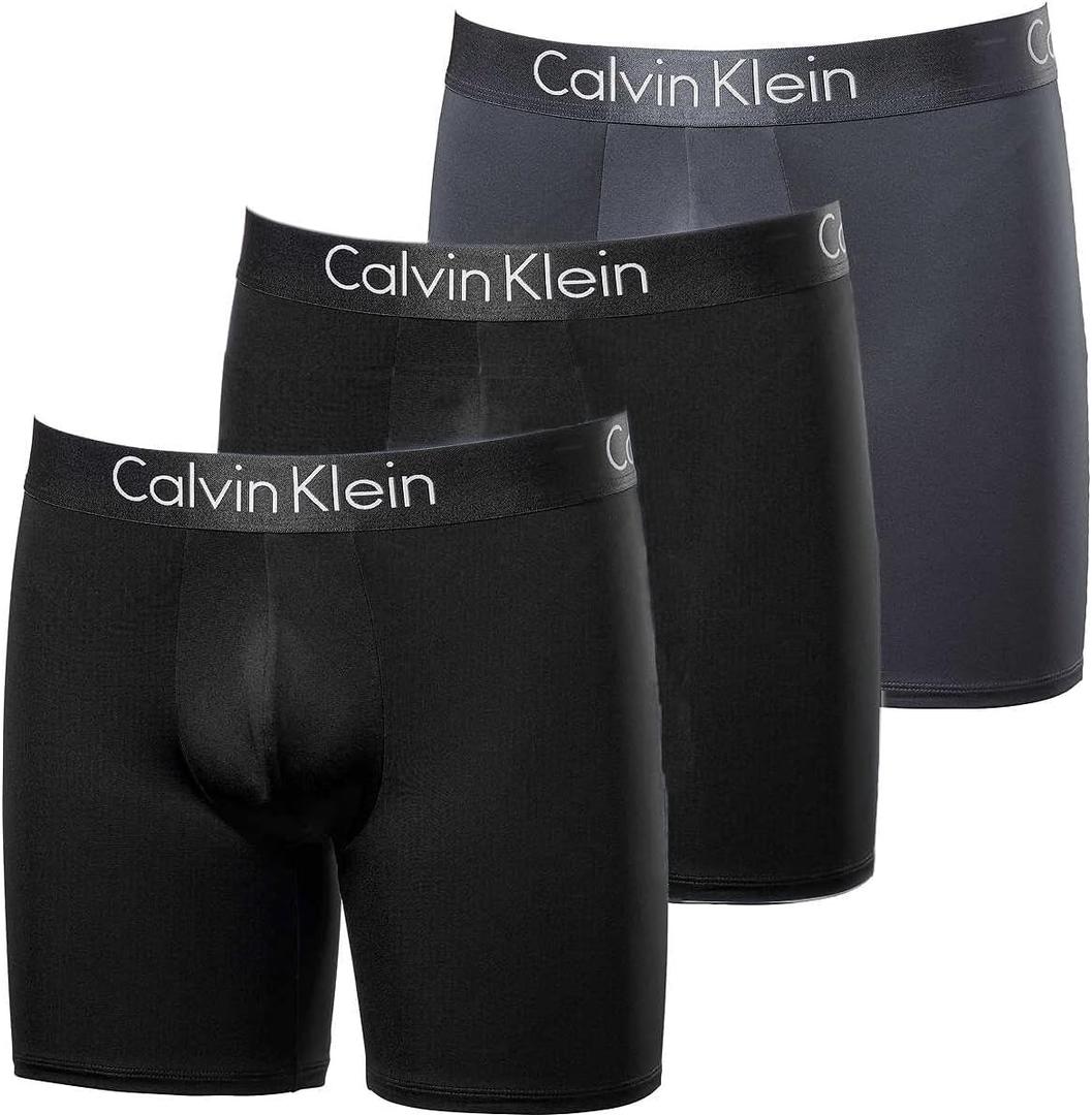 Calvin Klein Men's Micro Mesh Boxer, 3-pack (Large, Black/Black/Grey)
