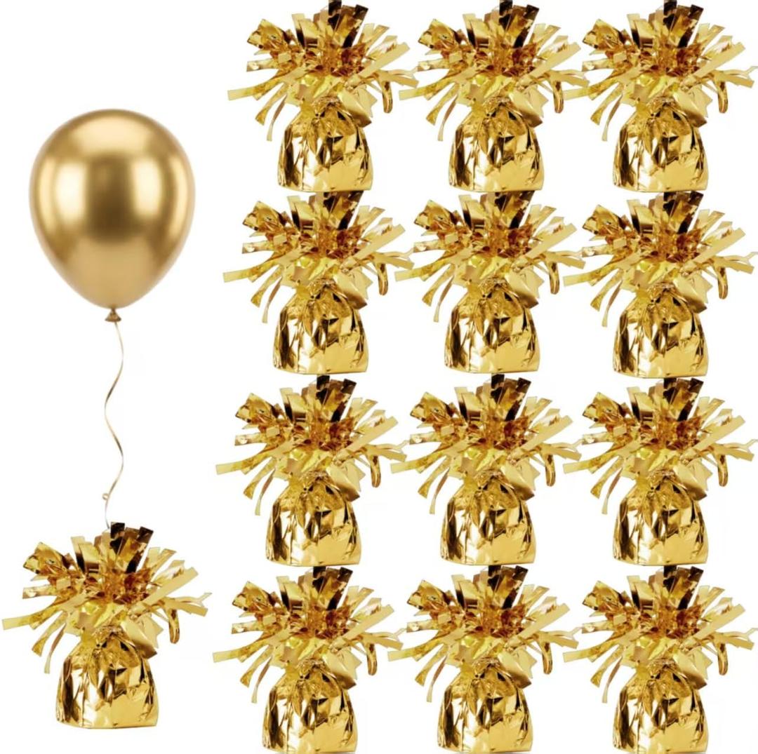 balloon weights are perfect for parties, birthdays, weddings. Each pack includes 12PCS durable weights that easily decorate balloons and elevate any celebration.(Gold100g)