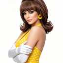 Rugelyss Short Brown Mixed Wig with Bang Retro Bouffant Beehive Wigs fits 80s Costume or Halloween Party