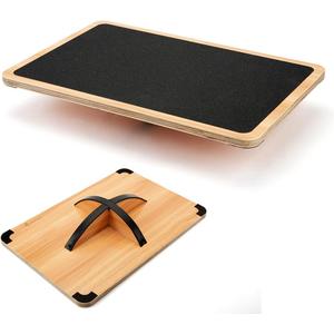 StrongTek Professional Wooden Balance Board, Rocker Board, Wood Standing Desk Accessory, Balancing Board for Under Desk, Anti Slip Roller, Core Strength, Stability, Office Wobble Boards (Extra Large-Advanced-360 Rotation)
