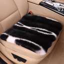 2 Piece Front Faux Sheepskin Fur Car Seat Cover, 17 Inchs Thin Fluffy Cute Black Car Seat Cover for Fuzzy Soft Auto Universal Plush Vehicle Seat Protector Pad Accessories