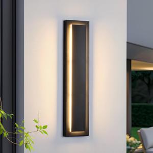 tewei 23.6 Inch Modern Outdoor Wall Sconce, Long Black LED Exterior Lighting Fixtures, Modern Large Outdoor Front Porch Lights Outdoor Wall Mount Lights for House, Warm White 3000K, 1 Pack (60cm-1 Pack, Black-Shadow)