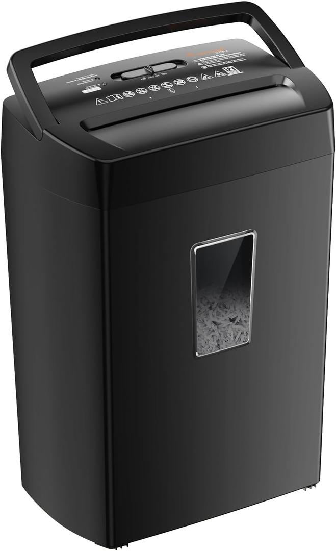Bonsaii 12-Sheet Cross Cut Paper Shredder, 5.5 Gal Home Office Heavy Duty Shredder for Paper, Credit Card, Mail, Staples, with Transparent Window, High Security Level P-4 (C275-A)
