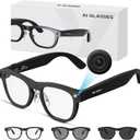 AI Smart Glasses with Camera, 8MP HD Camera Glasses, 1080P Video & Photo Recording Glasses with Voice Assistant, AI Object Recognition & Translation, Photochromic Lens, Bluetooth for Travel/Work/Vlog