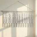 WOSIBO Boho Macrame Window Valance Handmade Cotton Decor Wall Hanging Curtain Panels for Kitchen Bedroom Livingroom Cafe 52" W X 21" L (Boho)