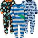 Simple Joys by Carter's Toddlers and Baby Boys' Loose-Fit Flame Resistant Fleece Footed Pajamas, Pack of 2 , 2T