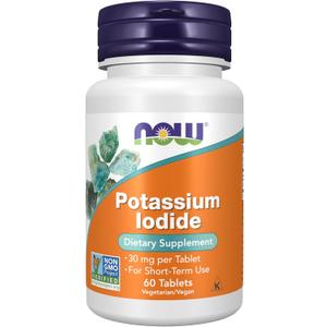 NOW Foods Supplements, Potassium Iodide 30 mg, Non-GMO Project Verified, Dietary Supplement, 60 Tablets, Best By 01/2026