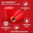 Tire Valve Stem Caps | Tire Caps Red | Durable Construction - Set of 2 Universal Tire Caps - Stylish and Protective Valve Stem Covers for Cars, Bikes, & More | Eco Friendly BPA & Phthalates Free