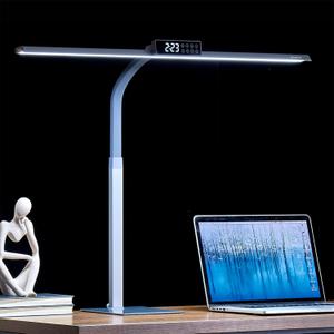 G Keni 25W Ultra Bright LED Desk Lamp with Clock for Home Office, 31.5W x 27H, 3400LM, Auto-Fill Brightness Desk Light with Timer, Touch Gooseneck Architect Lights for Work Study Read (Base)