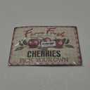 1pc Vintage Metal Tin Sign 8x12 inch Retro Iron Fruit Sign Rusty Look Farm Fresh Sweet Juicy Cherries Poster for Farmhouse Country Market Kitchen Bar Fruit Vendor Home Decor