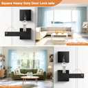 Probrico Flat Black Passage Door Lever with Single Cylinder Deadbolts Combo Pack, Modern Square Lock Set Handleset, Exterior Handle and Set