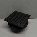 6 Inch Square Shower Drain with Flange,Matte Black，Quadrato Pattern Grate Removable,Food-Grade SUS 304 Stainless Steel，with Hair Strainer