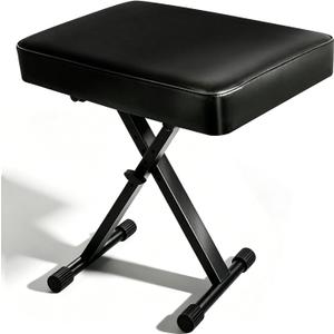 Piano Stool,Piano Bench,Keyboard Bench, Padded Cushion X-Style Height Adjustable 17.3''-19.9'', Piano Stool, Keyboard Chair, Black (Square Thickened Style), Thickened version