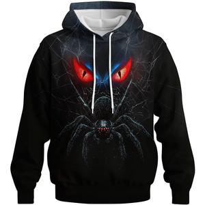 Novelty Long Sleeve Hoodie Funny Fashion Spider Print Sweatshirts (X-Large, Black)