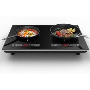 VBGK Double Induction Cooktop,110V 4000W Electric burner,2 burner Hot Plate LED Sensor Touch Energy-Saving induction stove top with Child Safety Lock & Timer 2 burner induction cooktop