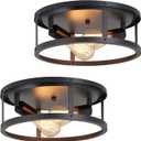 13 inch Black Flush Mount Ceiling Light Fixture,2-Light Hallway Light fixtures Ceiling,Light Fixtures Ceiling Mount for Kitchen,Farmhouse,Bedroom (2 Pack)