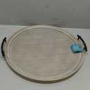 Kate and Laurel Bruillet Farmhouse Wood Round Ottoman Tray; 24 x 22; Rustic Gray; Circle Coffee Table Tray for Living Room Decor or Large Serving Tray