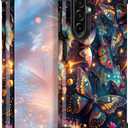 TEECOVER Heavy Duty Case for Samsung Galaxy A17, Blue Butterfly | Shockproof Full-Body Drop Protection Hard Plastic Bumper + Soft Silicone Rubber Protective Case for Women Girls.