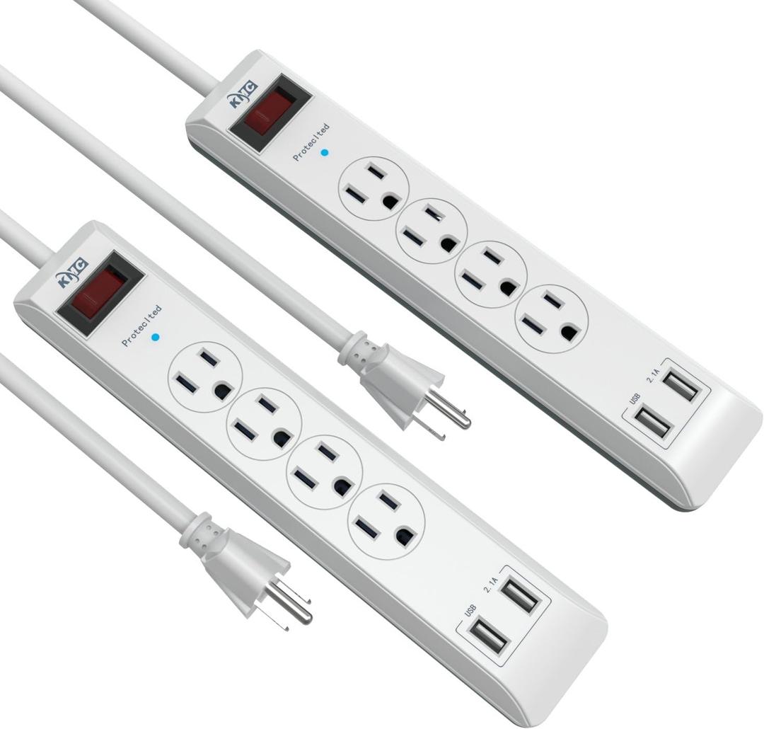 4-Outlet Surge Protector Power Strip (2 Pack)