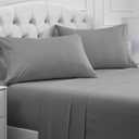 Mellanni Queen Sheets Set - 4 PC Iconic Collection Bedding - Hotel Luxury, Extra Soft, Cooling Bed Sheets - Wrinkle, Fade, Stain Resistant (Queen, Striped Gray/Silver)