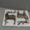 DUSVALLY Set of 2 Resin Reindeer Figurines Elk Christmas Sculpture Deer Statue for Home Decor, Tabletop Christmas Ornaments for Living Room Bedroom Bookshelf Desktop