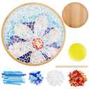WEBEEDY DIY Mosaic Craft Kit - Flower Mosaic Bamboo Coasters for Adults, Blue Style Glass Tiles, 6.1