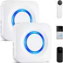 WIFI Doorbell Chime Compatible with Google Nest, Ring, Blink Video Doorbell | Smart Plug-in Indoor Chime Receiver Helper with 4 Adjustable Volumet, 32 Melodies, Flashing LED (White, 2Pack)
