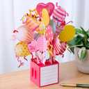 3D Pop Up Birthday Card with Balloon Bouquet Design, 6 x 11 inches, Pink Box Card with Envelope,Unique Handmade Foldable Celebration Cards for Daughter, Son, Mom, Dad, Friend