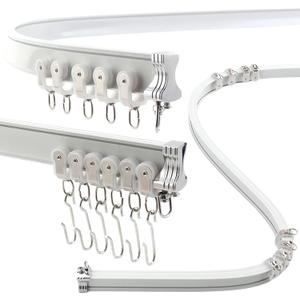 Aluminum Flexible Curtain Track 3ft-13.1ft/4 Meter-Bendable Ceiling Track For Curtains, Ceiling/Wall Mount Curtain Rail System For Curved Shower Curtain, RV/Sliding Curtain Track (WHITE) (3ft-13.1ft / 4 Meter, White)