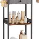 Bathroom Shelves with Drawer, 3 Tier Metal Rolling Standing Unit Storage Organizers with Toilet Paper Holder, Multifunctional Floor Corner Rack for Cosmetic, Dryer Curling Irons 12.8in Wide