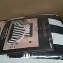 Juicy Couture Cabana Stripe Reversible Bedding Set - Queen Size - Black and White Stripe Print  6 Piece Set  Includes 1 90" x 90" Comforter, 3 Decorative Pillows, 2 Shams