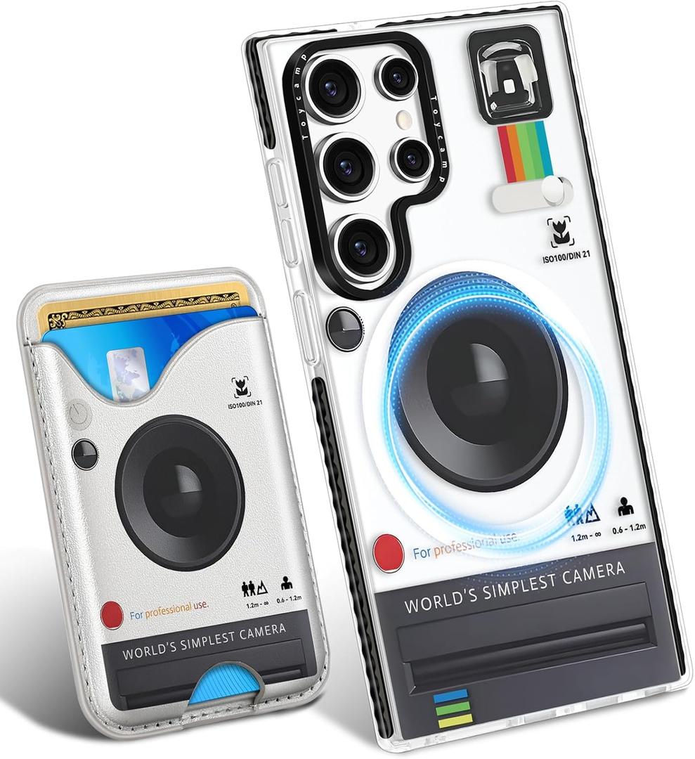 Toycamp for Samsung Galaxy S24 Ultra Case - Compatible with Magsafe Credit Card Holder Wallet Magnetic Cute Women Teen Girls Kawaii Girly Unique Camera Design Phone Cover ffor Galaxy S24 Ultra