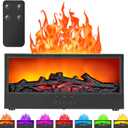 ONLYFU Mini Fireplace Aromatherapy Diffuser 7 Color Lights Fireside Bonfire Flame Air Humidifier for Home 150ml Timer & Auto-Off Essential Oil Diffuser with Remote for Spa, Yoga, Office (Black)