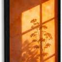 Framed Sunset Wall Art, Orange Window Shadow Poster Print, Minimalist Botanical Silhouette Picture Painting, Modern Aesthetic Picture Wall Decor for Bedroom Living Room 16x24 Inches