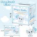 6 x QISOLIY 50 Pieces Diaper Raffle Tickets with Box Baby Shower Game Invitations Diaper Raffle Cards Diaper Raffle Box Set for Baby Shower Gender Reveal Party Supplies Card Box (Baby Elephant)