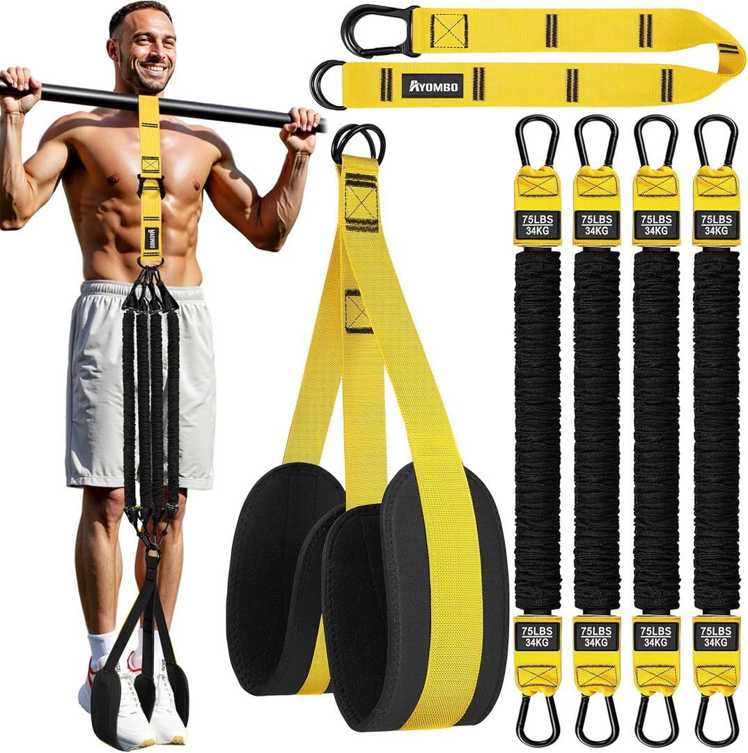 Ayombo Pull Up Assistance Bands, Resistance Bands for Pull Up Bar Workout, Adjustable Heavy Duty Pull Up Assist Equipment with 4 Assistance Bands, Home Gym Fitness Exercise Strength Training