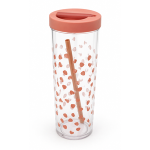 Plastic Sipper & Straw Strawberry Edition, 16 Oz