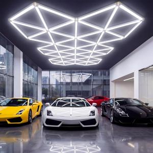 132 Sq Ft Coverage Triangle Garage Lights 71 Pack Honeycomb Ceiling Light | 994W 89460LM 6500K LED Garage Light System for Car Detailing, Workshop, Warehouse, Gym and Commercial Spaces