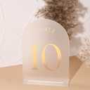 30 x UNIQOOO Frosted Arch Wedding Table Numbers with Stands 1-30, Gold Foil Printed 5x7 Acrylic Display Signs and Holders, Pack of 30, Perfect for Centerpiece, Reception, Decoration, Party, Anniversary, Event