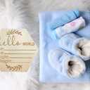 Handmade Welcome Baby Essentials for Nursery, Birth Announcement Sign for Hospital, Wooden Newborn Name Sign Gift Decor