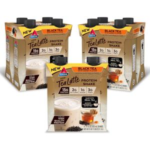 Atkins Iced Tea Latte Protein Shake, Black Tea with Honey, 15g Protein, 3g Fiber, 1g Sugar, Made with Real Tea, 12 Shakes (11 Fl Oz (Pack of 12)), BB Date: 08/12/2026