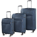 Cantor Ultra Lightweight Softside Luggage with Spinner Wheels, Set of 3, Expandable Suitcase with Retractable Handle and ID Tag, and Interlocking Zippers with TSA Lock (Navy)