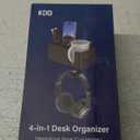 KDD 4 in 1 Desk Cup Holder - Clamp on Under Desk Headphone Hanger - Rotating Headphone Holder Detachable Pen Cup Holder Desktop Storage for Cup, Phone and Pen (Black)