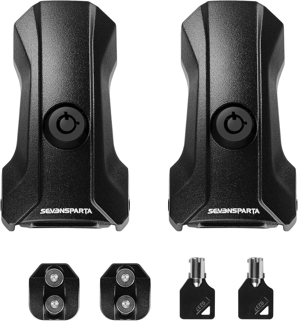 Seven Sparta Upgraded Locking Hood Latches for Jeep Wrangler JL/JLU 2018-2025 & Gladiator JT 2020-2025, with Keys & Anti-Theft Screws - Aluminum Locking Hood Catch, 1 Pair, Streamlined